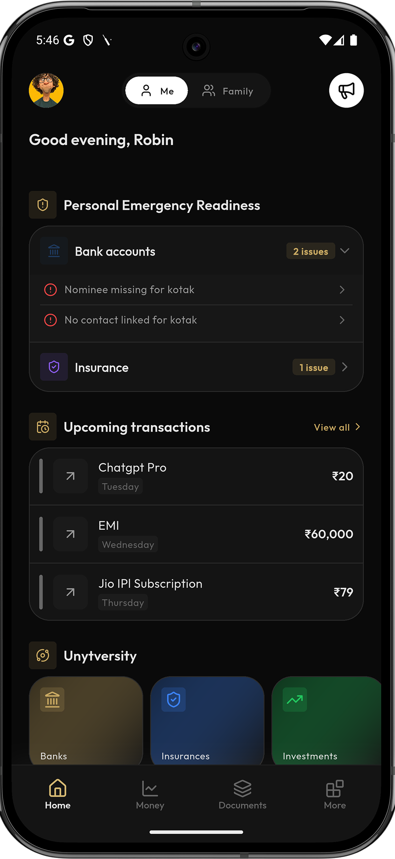 Unyt Money app — your family financial map