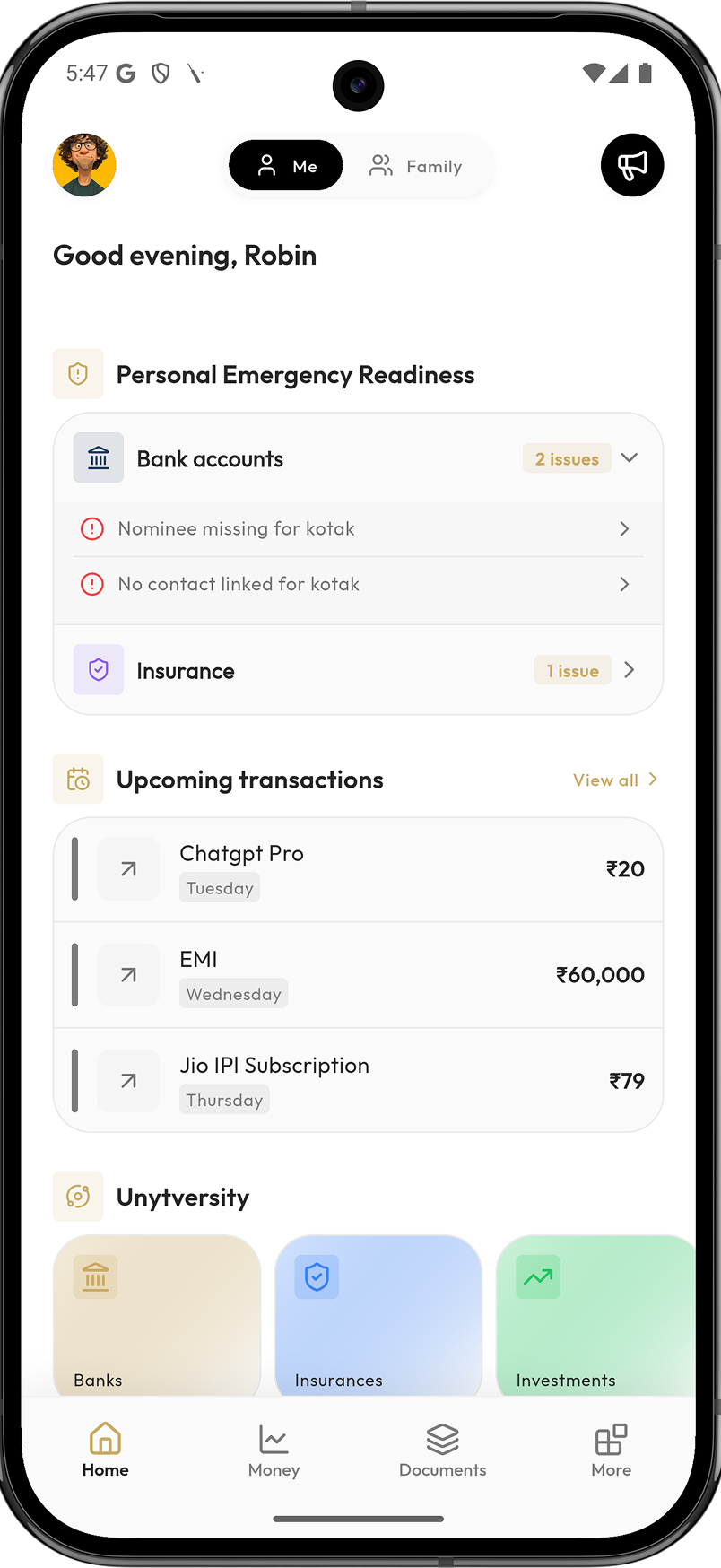 Unyt Money app — your family financial map